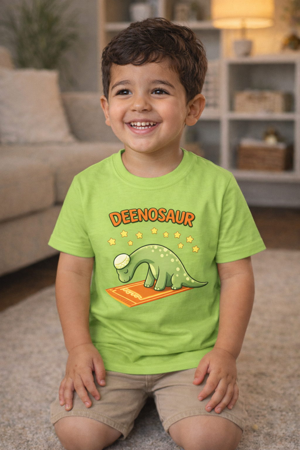 Deenosaur Kids T-Shirt – Cute Praying Dinosaur Islamic Tee