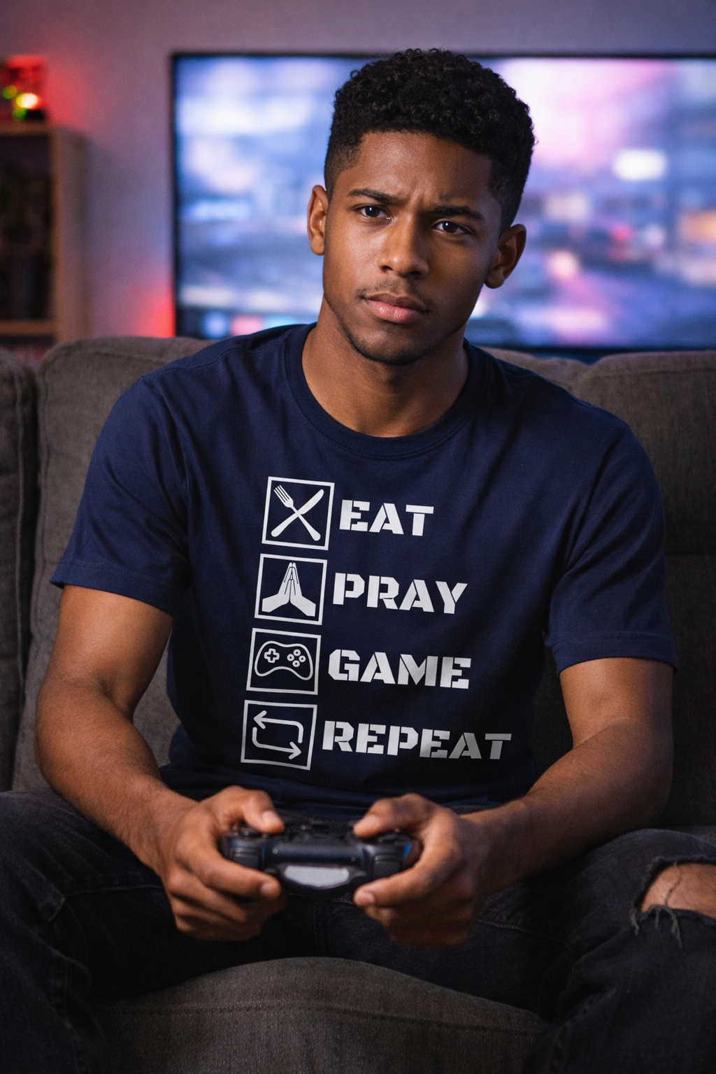 Eat Pray Game Repeat - Teens & Adults Tee