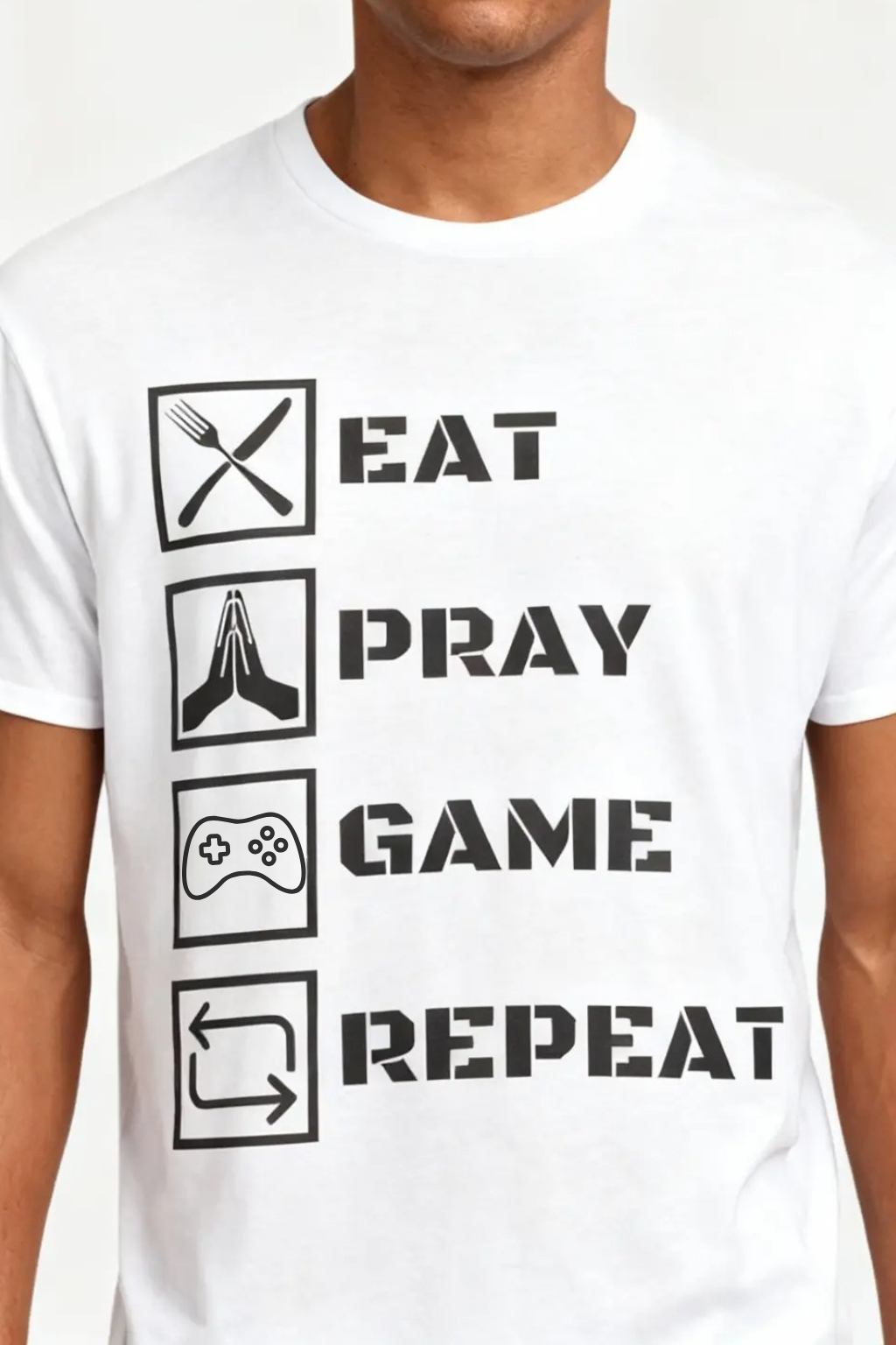 Eat Pray Game Repeat - Teens & Adults Tee