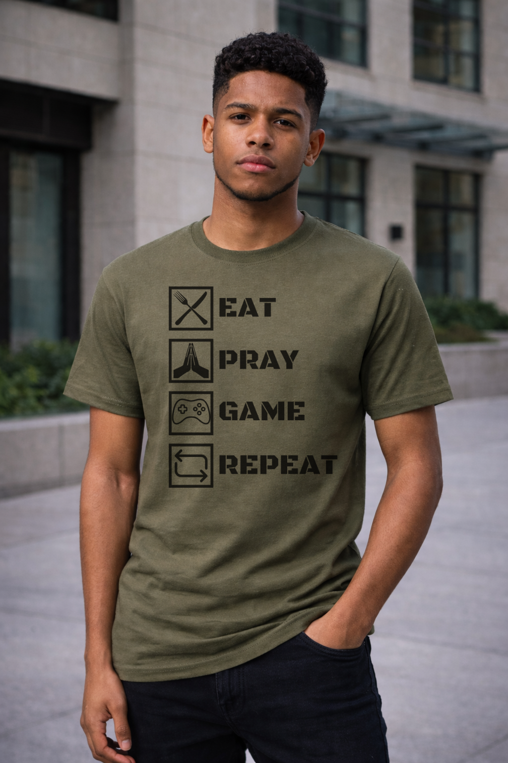Eat Pray Game Repeat - Teens & Adults Tee